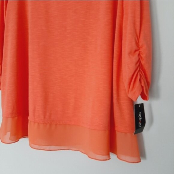 STYLE & CO. Stretchy & Soft Chifon Hem Women's Salmon Pink Top Sz 2X - Picture 7 of 15